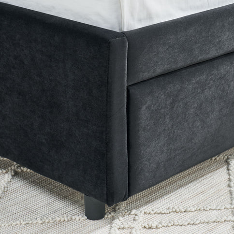 Full Size Upholstered Daybed With Trundle, Tufted Backrest And Armrests - Black
