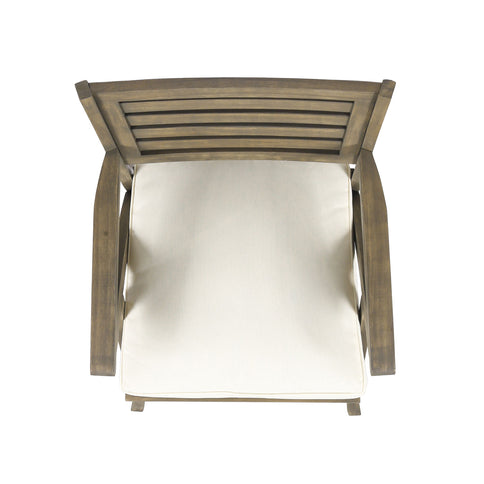 Helen - Outdoor Acacia Wood Dining Chair (Set of 2) - Gray / Creme
