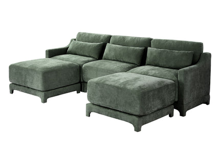 Stylish Sofa With Ottoman And Lumbar Pillows, Ergonomic Design