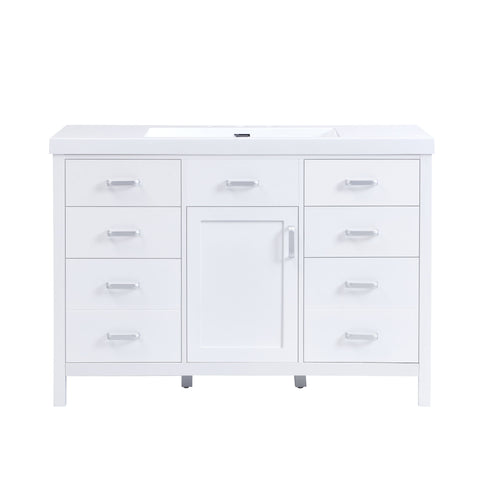 47.25" Modern Bathroom Vanity With Sink, Soft Close Single Door & 6 Drawers - White