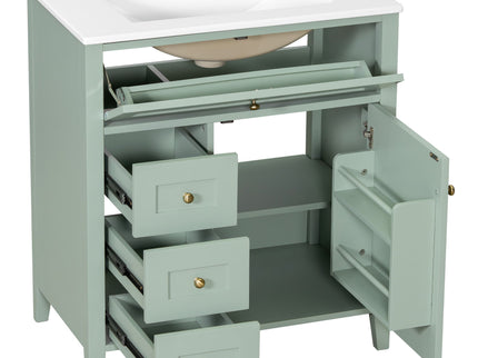 Modern Bathroom Vanity With Sink, 3 Drawers And Adjustable Shelf