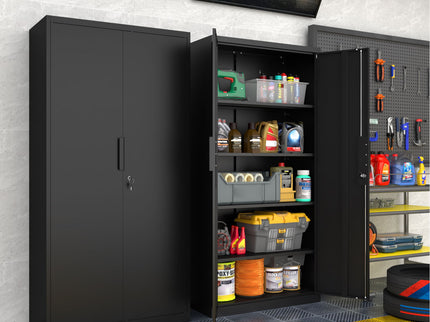 2 Door File Cabinet With Lock, 4 Adjustable Shelves, Heavy-Duty
