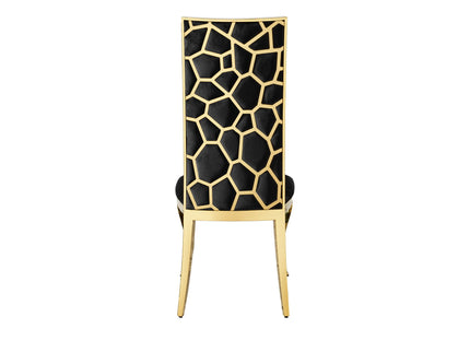 Dining Chair (Set of 2) With Unique Backrest Stainless Steel Legs - Gold