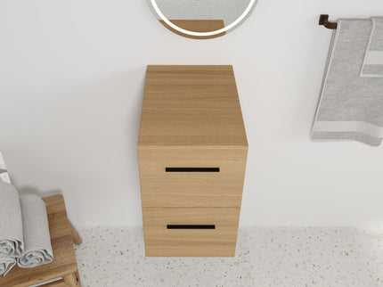 Floating Bathroom Vanity Drawer Base, Wall Mounted Storage With 2 Drawers - Light Oak