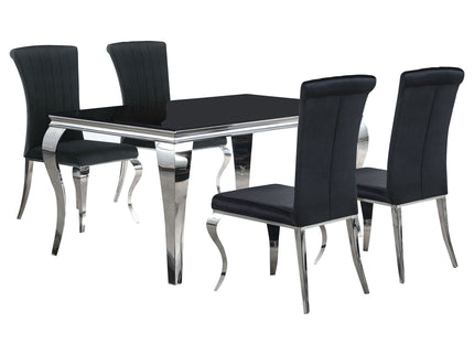 5 Piece Dining Set With Upholstery, Rectangular Table - Black