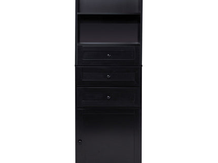 Tall Storage Cabinet With 3 Drawers And Adjustable Shelves For Bathroom