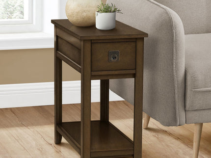 Accent End Table, 2 Tier, Narrow, Lamp, Storage Drawer, Charming Design