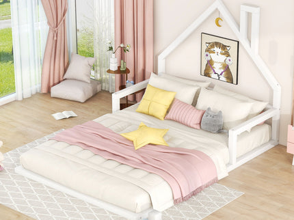 Elegant Floor Bed With House Shaped Headboard