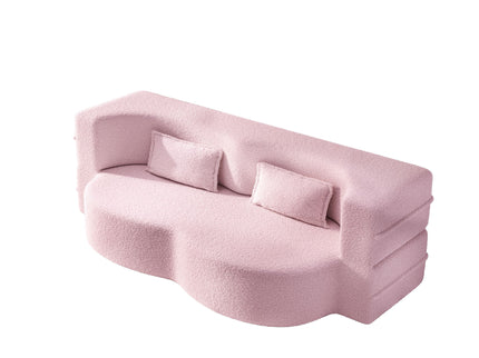 Modern Floor Sleeper Sofa Bed With 2 Pillows, Convertible Twin Size Folding Mattress For Living Room