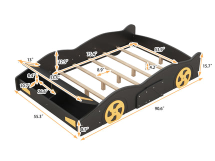 Race Car Shaped Platform Bed With Wheels And Storage