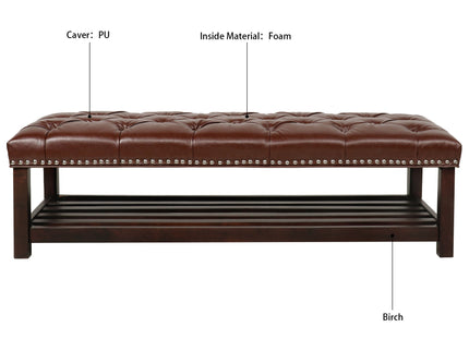 Bedroom End Of Bed Bench Tufted Upholstered End Of Bed Bench End Of Bed Entrance Shoe Bench With Nailhead Trim And Shelf Bedroom Upholstered Bench Living Room Shoe Rack Footstool