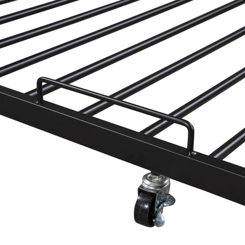 Platform Bed Frame With Trundle, USB Ports And Slat Support, No Box Spring Needed
