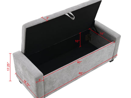 Upholstered Storage Ottoman Bench With Button Tufting And Safety Hinge