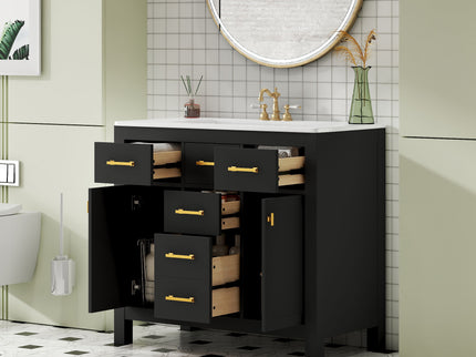 Bathroom Vanity With Sink Combo Set, Modern Bathroom Cabinet With 4 Drawers