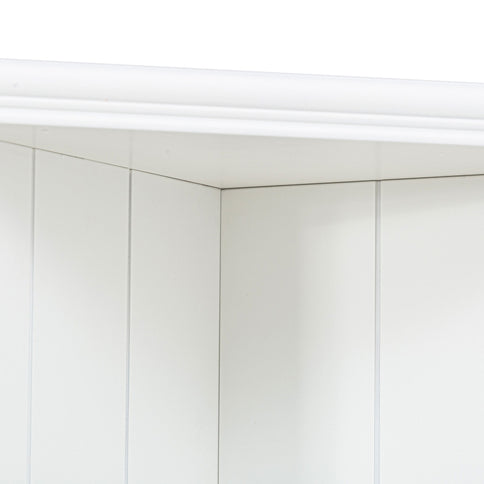 Retro Style Wall Suit With Glass Doors, 75.25" Tall Display Cabinets & Triangle Sided Bookshelves - White