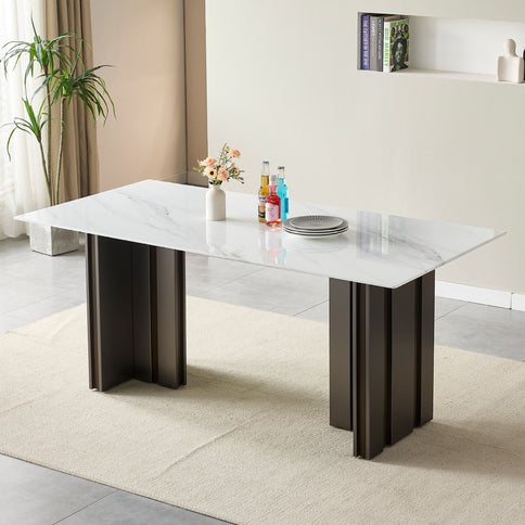 Rectangular Dining Table - Gray / White