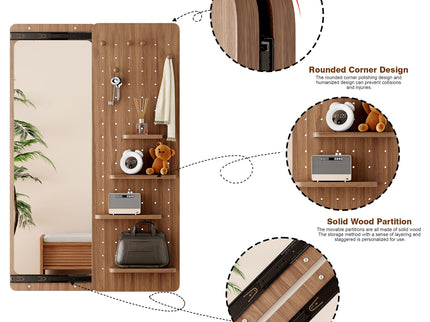 Wall Mounted Full Length Mirror With Shelf And Hook