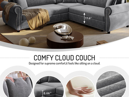 L-Shaped Sofa Couch With Pull-Out Bed