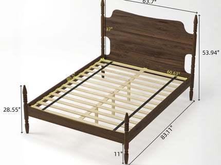 Retro 4 Poster Platform Bed Frame With Curved Tall Headboard