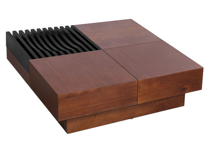 Italian Retro Inspired Acacia Wood Storage Coffee Table - Brown / Black