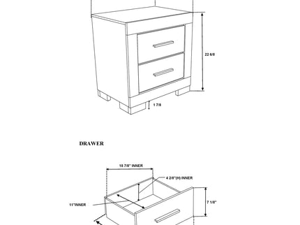 Elsa - 2 Toned Nightstand With Bar Handle And Spacious Drawers
