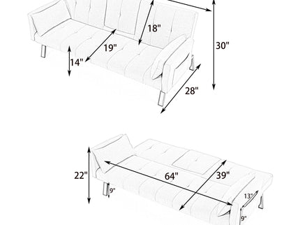 Sofa Bed With Foldable Design And Cup Holder - Green