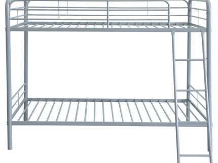 Long Beach - Twin Over Twin Bunk Bed With Built In Guardrails And Angled Ladder - Silver