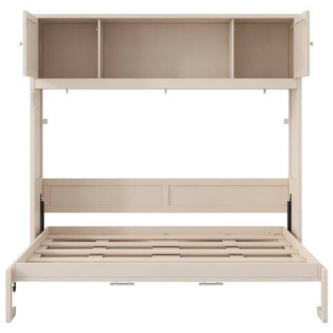 Rustic Casual Murphy Bed With Storage Cabinets