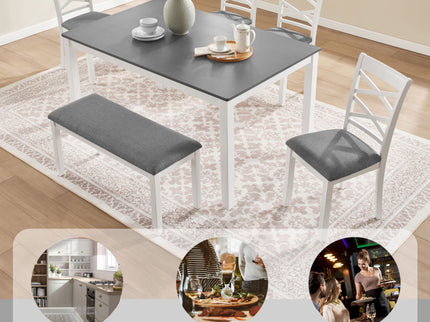 Elegant 6 Piece Dining Table Set With 4 Chairs And Bench