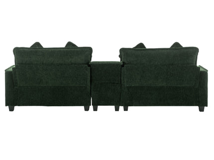 Sectional Sofa Upholstered Sofa With Two Removable Ottoman, Two USB Ports, Two Cup Holders And Large Storage Box For Living Room
