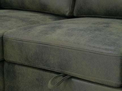 Convertible L - Sectional Sofa Bed With Storage Chaise And Padded Armrests