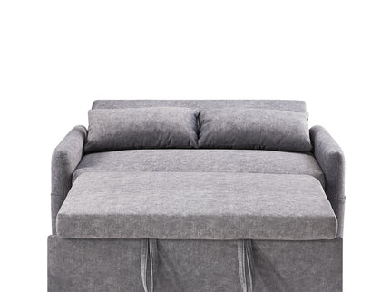 Pull Out Sleep Sofa Bed Loveseats Sofa Couch With Adjsutable Backrest, Storage Pockets, 2 Soft Pillows, USB Ports For Living Room, Bedroom, Apartment, Office