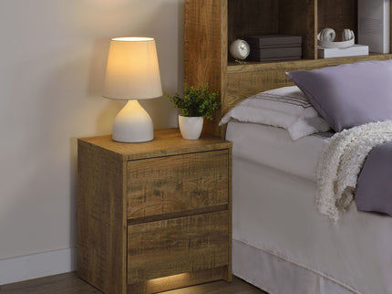 Geary - 2 Drawer Nightstand With LED Lights And USB Charging Ports