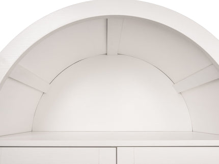 Fluted Tall Arched Pantry Cabinet With Adjustable Shelves, Glass Door & Hidden Drawer For Kitchen