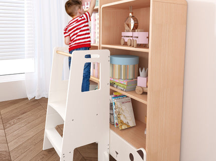 Standing Tower, Child Kitchen Step Stool Toddler, Montessori Stool Adjustable Height - White