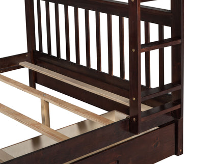 Bunk Bed With Ladders And 2 Storage Drawers