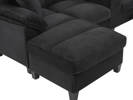 Modern U-Shaped Sectional Sofa With Storage Ottomans