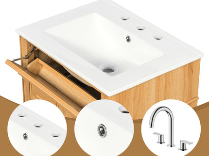 Bathroom Vanity With Sink, Cabinet With Flip Out Drawer, 2 Soft Close Drawers, 1 Soft Close Door - Wood
