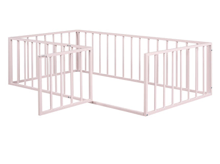 Metal Floor Bed Frame With Fence And Door