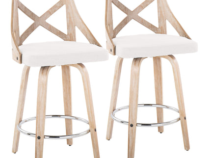 Charlotte - Farmhouse Fixed Height Counter Stool With Swivel And Round Footrest (Set of 2)