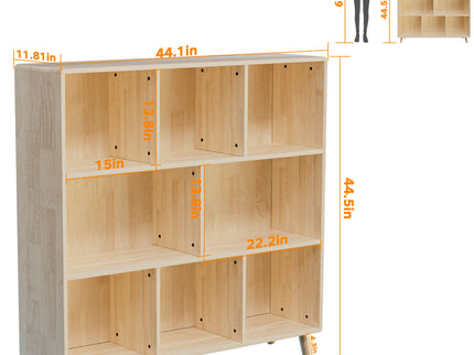 8 Compartment Storage Cabinet With Fixed Shelves For Books - Wood