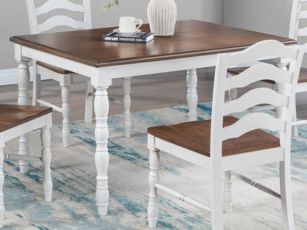 5 Piece Dining Set With Table And Ladder Back Chairs - Oak / White
