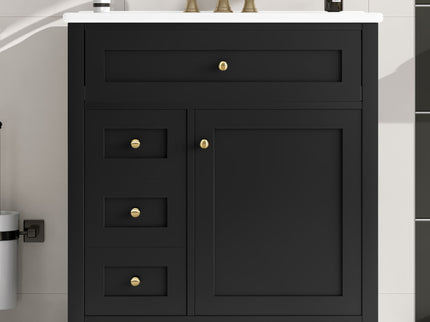 Modern Bathroom Vanity With Sink, 3 Drawers And Adjustable Shelf