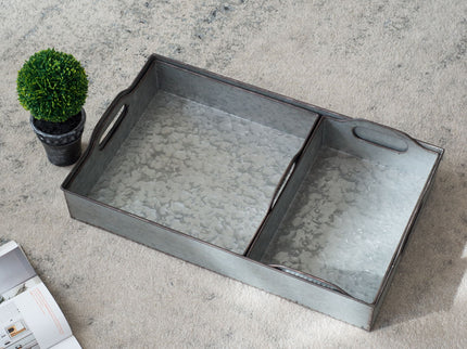 Decorative Galvanized Nesting Trays (Set of 3) - Gray