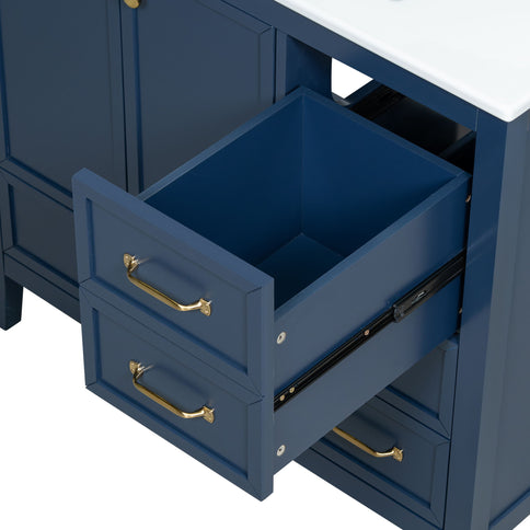 Elegant Vintage Bathroom Vanity & Sink And Soft Closing Door, 4 Drawers Of Different Sizes Frame
