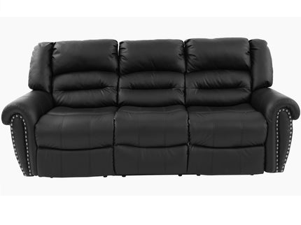 Plush Relax 1 Piece Power Reclining Sofa With Padded Armrests, 3 Seat Living Room Furniture - Black