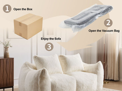 Giant Bean Bag Couch, Ultra Soft Fluffy Loveseat For Living Room