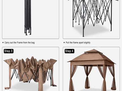 Outdoor Pop Up Gazebo Canopy With 2 Tier Soft Top And Removable Zipper Netting