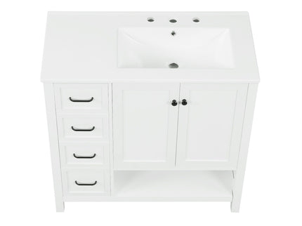 Bathroom Vanity With Sink Top, Bathroom Vanity Cabinet With 2 Doors And 2 Drawers, Open Shelf