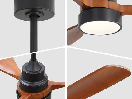 48" Ceiling Fan With Light, Dual Mount (Flush / Downrod), Dimmable LED, Quiet DC Motor, 3 Blades